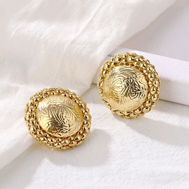 2021 Retro Alloy Metal round Hoop Earrings for Women Fashion Gold Color Silver Color Bohemian Jewelry Earrings Party Gift