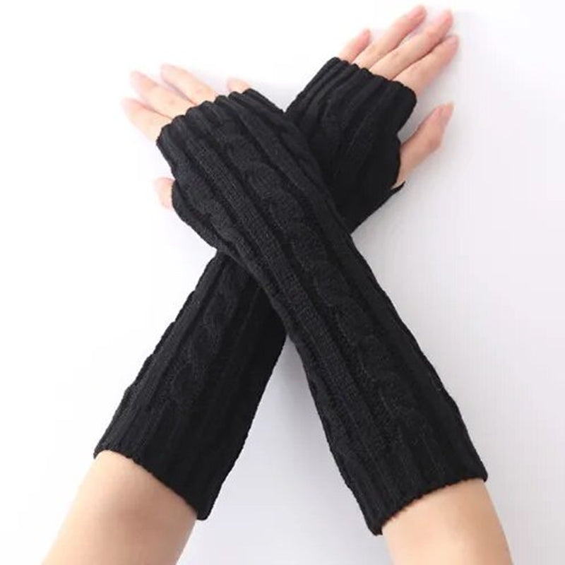 Women'S Long Fingerless Gloves Winter Punk Warm Oversleeves- Arm Sleeve Mitten