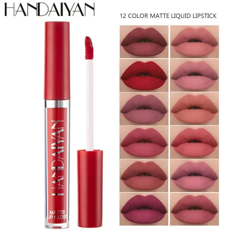 12 Color Fashion Liquid Lipstick Natural Moisturizer Lip Gloss Sets Long-Lasting Waterproof Matte Velvet