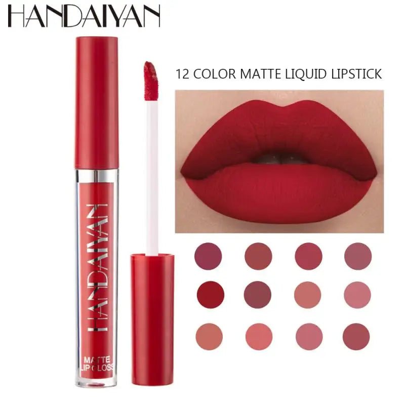 12 Color Fashion Liquid Lipstick Natural Moisturizer Lip Gloss Sets Long-Lasting Waterproof Matte Velvet