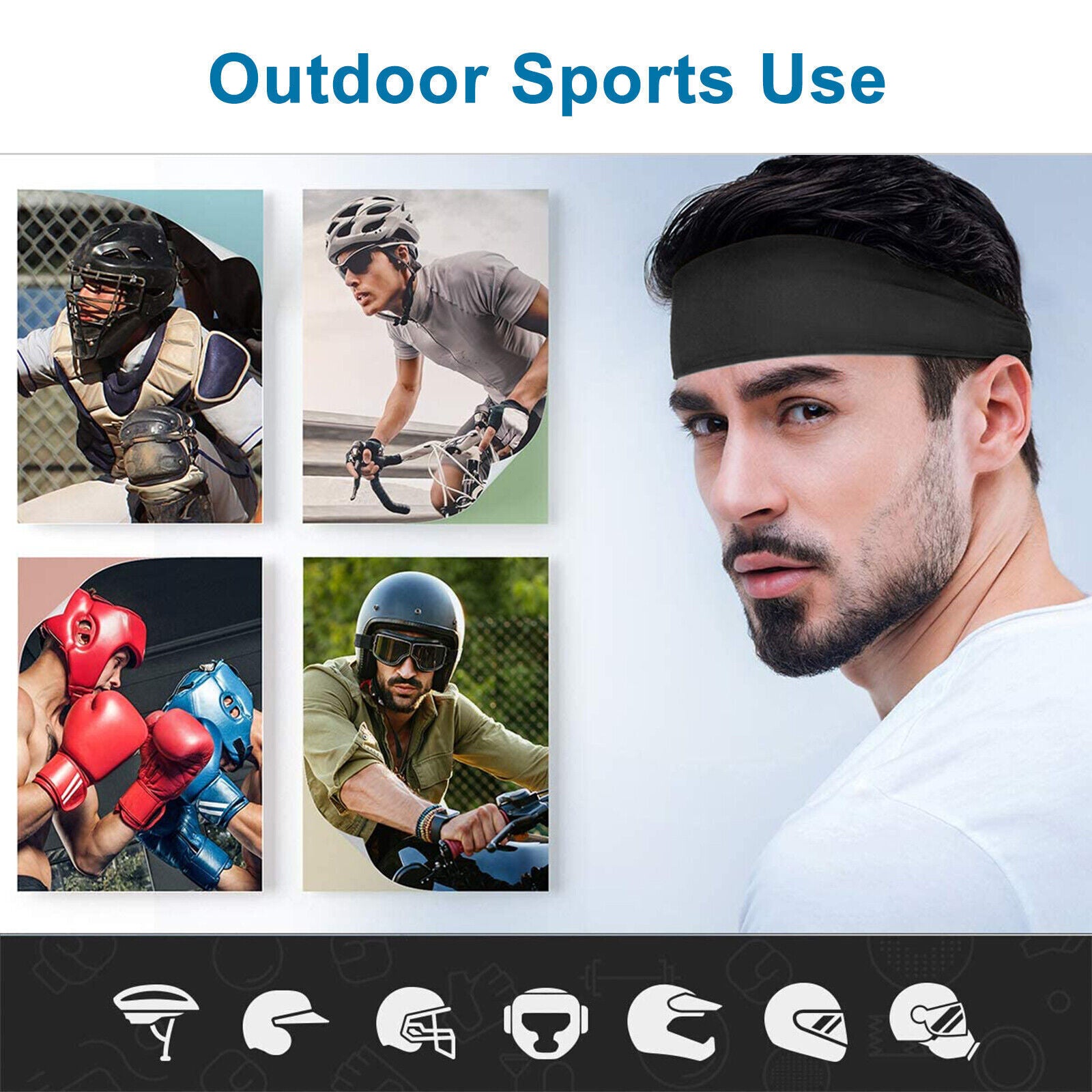 Mens Women Sweat Sweatband Headband Yoga Gym Running Stretch Sports Head Band