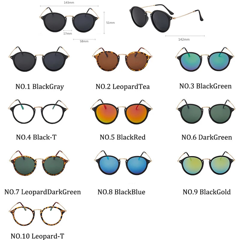 round Retro Sunglasses Women Fashion Womens Sunglasses Brand Designer Glasses for Women Mirror Oculos De Sol Feminino