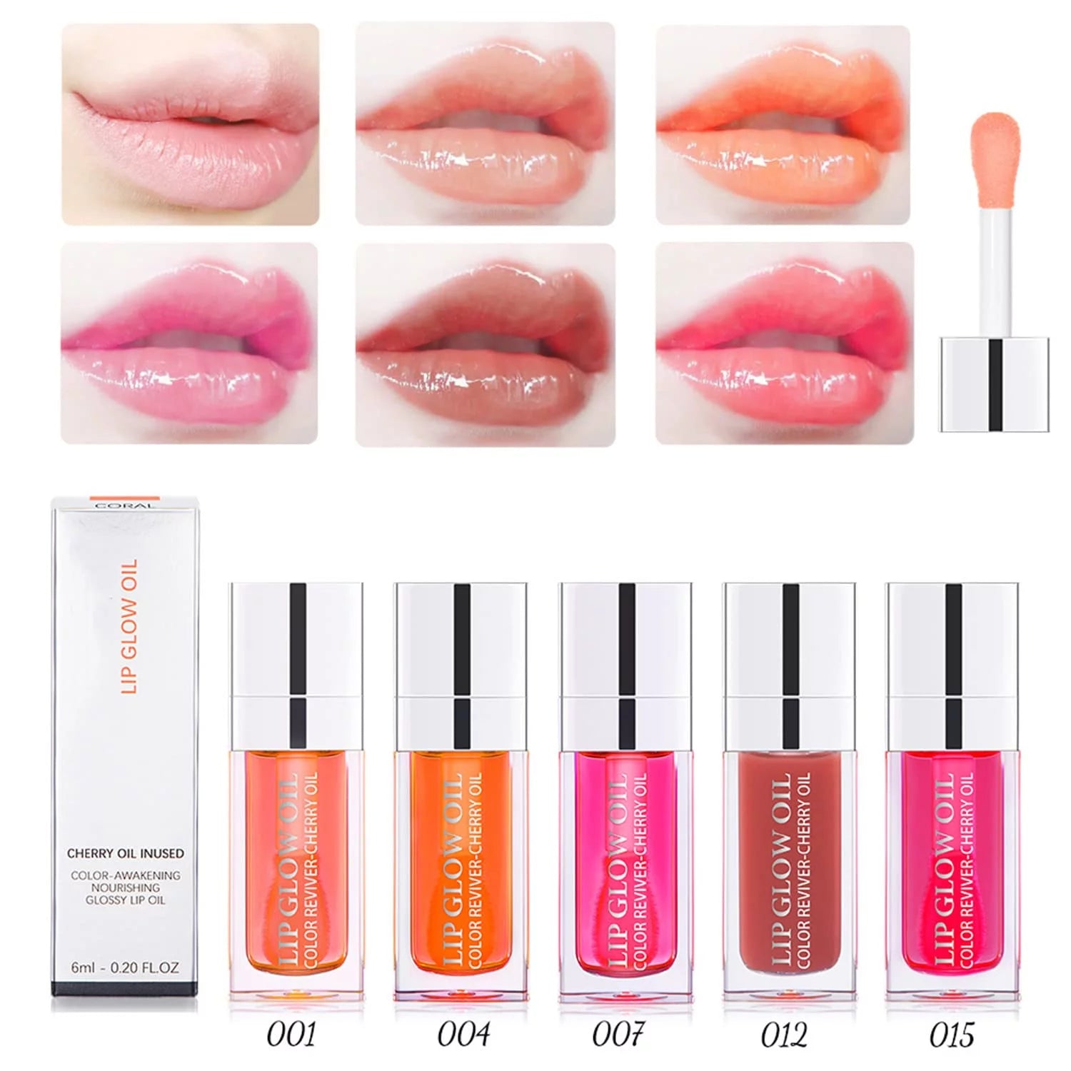 Plumping Glossy Lipgloss 5 Colors Lightly Tinted Lip Oil Not Greasy Moisturizing Lip Balm Long-Lasting Hydrating Lip Glow Oil for Nourishing Repairing and Softening Lip with Big Brush Head (Colors 0