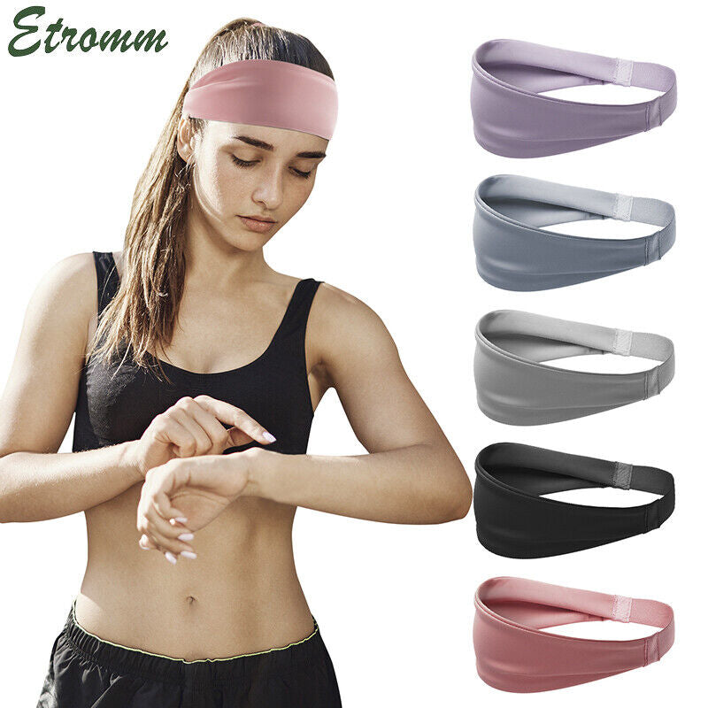 Mens Women Sweat Sweatband Headband Yoga Gym Running Stretch Sports Head Band