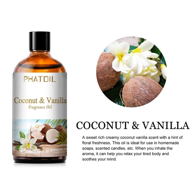 100Ml Coconut Vanilla Fragrance Oils for DIY Candles Soaps Lipsticks Aroma Strawberry Mango Cherry Peach Watermelon Fig