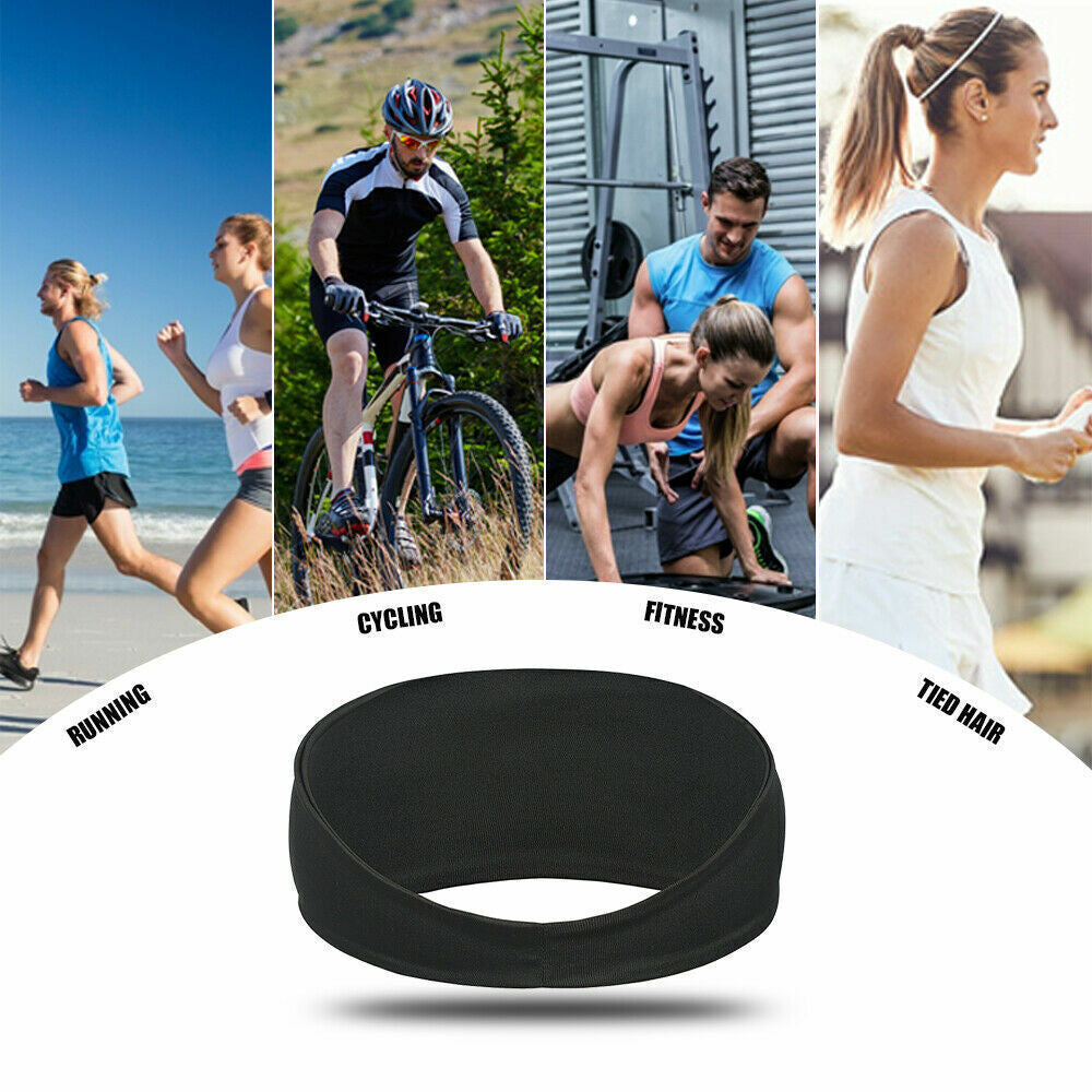 Mens Women Sweat Sweatband Headband Yoga Gym Running Stretch Sports Head Band