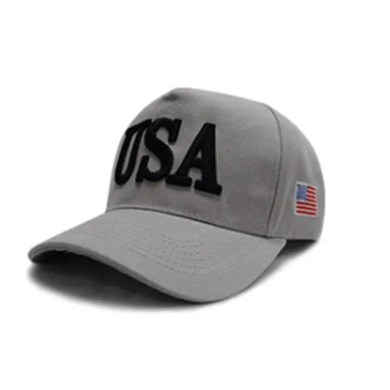 Unisex Outdoor President Trump 2024 Campaign Baseball Cap USA 45 American Flag 3D Embroidered Adjustable Snapback Trucker Hat