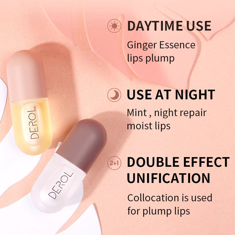 Day Night Instant Volume Lips Plumper Oil Moisturizing Repairing Reduceip Lip Fine Line Serum Cosmetic Sexy Lip Gloss Makeup