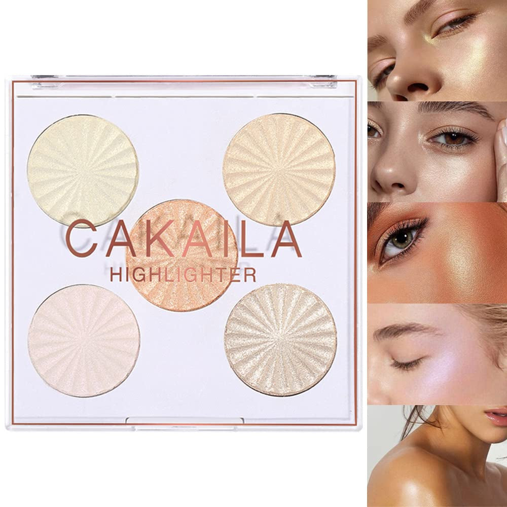 5 Colors Diamond Shimmer Highlighter+Makeup Makeup Highlighters Highlight Makeup Illuminators De Maquillaje and Contour Palette Powder Stick, Gold Bronzer Contour Blush and Makeup Highlighter