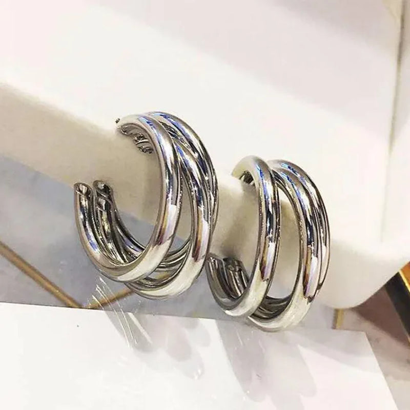 2021 Retro Alloy Metal round Hoop Earrings for Women Fashion Gold Color Silver Color Bohemian Jewelry Earrings Party Gift